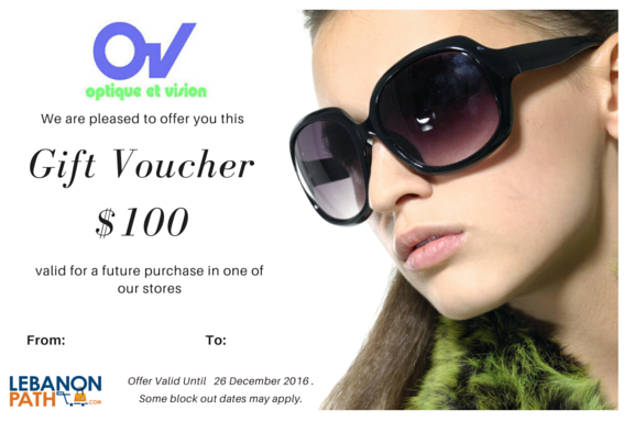 Optique et vision gift voucher $100