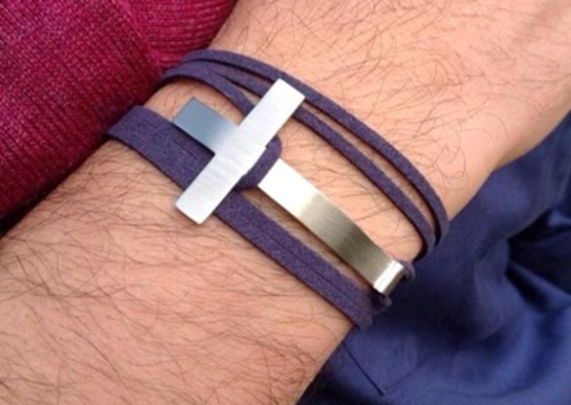 Cross With Leather Bracelet